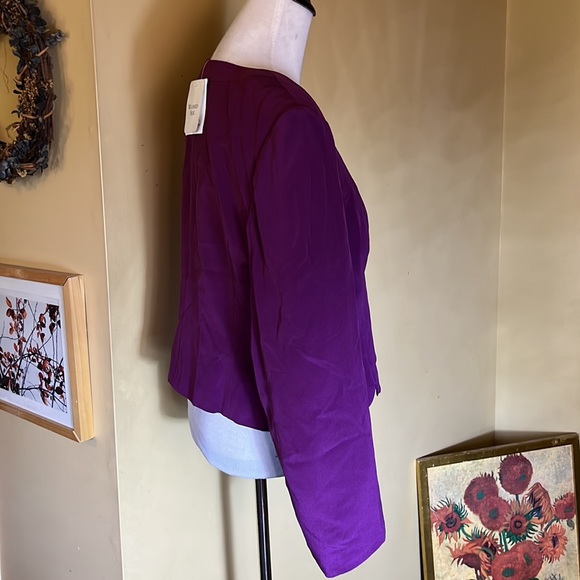 Vtg TALBOTS Size 14 100% Washed Silk Deep Plum Purple Scalloped Trim $188 NEW - Picture 5 of 16